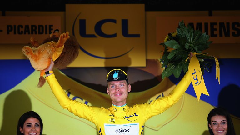 Martin took the yellow jersey after his win in Cambrai but injury forced him out of the Tour two days later