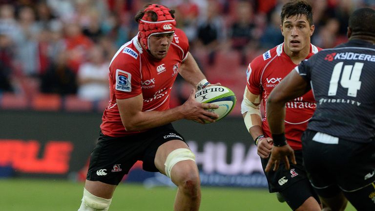 Warren Whiteley of the Lions attacks during the Super Rugby match between Emirates Lions and Cell C Sharks