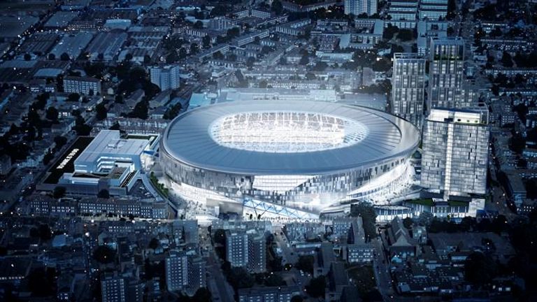 Aerial view of proposed new Spurs stadium. Image courtesy of Tottenham Hotspur