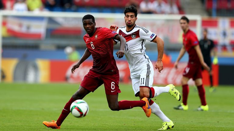 JUNE 27: William Carvalho (L) of Portugal and Emre Can of Germany battle for the ball during the UEFA European