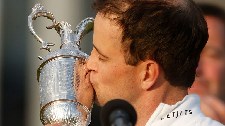 USA's Zach Johnson kisses the Claret Jug after winning The Open Championship 2015 at St Andrews, Fife. PRESS ASSOCIATION Photo. Picture date: Monday July 2