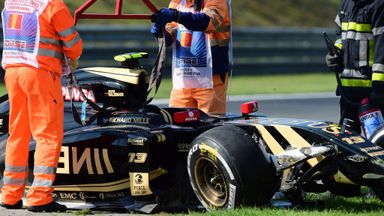 Pastor Maldonado's crashed Lotus