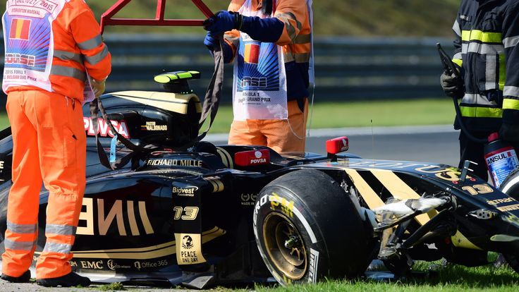 Pastor Maldonado's crashed Lotus