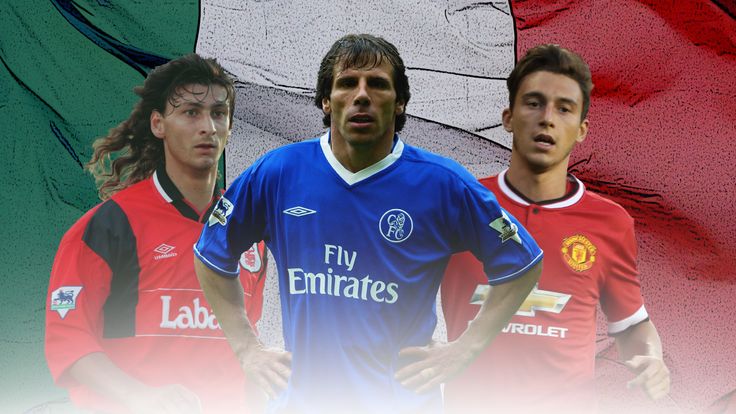 Italian players to feature in the Premier League - Andrea Silenzi of Nottingham Forest, Gianfranco Zola of Chelsea and Matteo Darmian of Manchester United