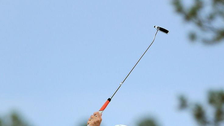  Catriona Matthew celebrates holing the winning putt on the 18th green during the final day of the Solheim Cup in 2013.  