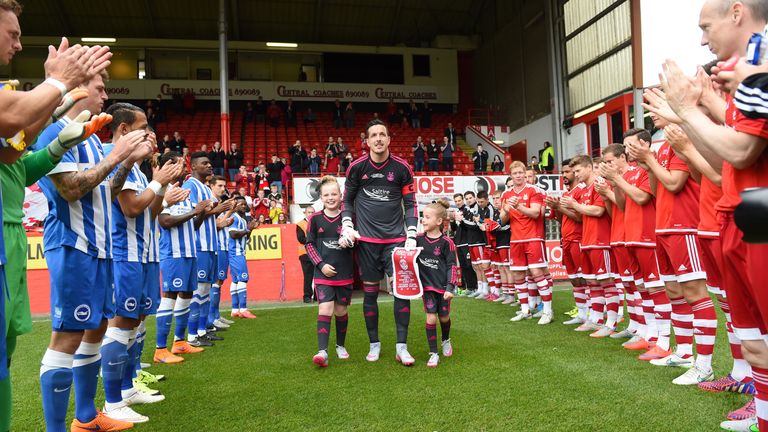 Jamie Langfield made his final appearance for Aberdeen in his own testimonial against Brighton on July 26
