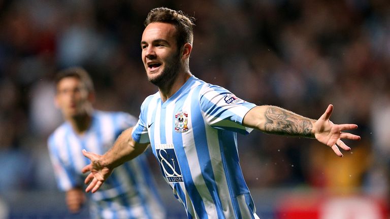 Coventry City's Adam Armstrong celebrates scoring his side's second goal