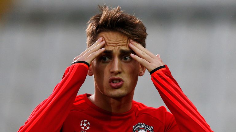 Adnan Januzaj of Manchester United warms up during the Manchester United training session held at Club Brugge, Champions League