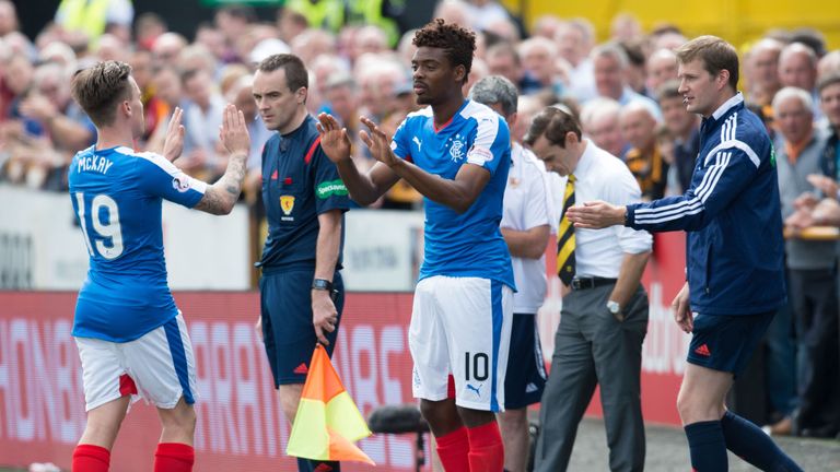 Nathan Oduwa (right) impressed during his short second-half appearance against Alloa on his Rangers debut