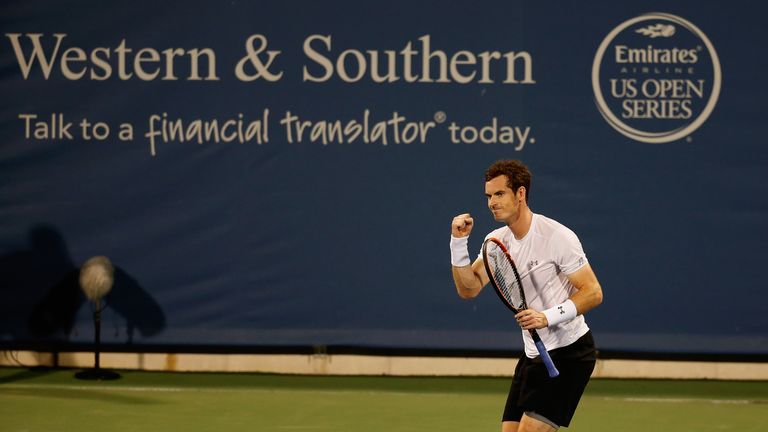 Andy Murray celebrates his comeback victory against Grigor Dimitrov