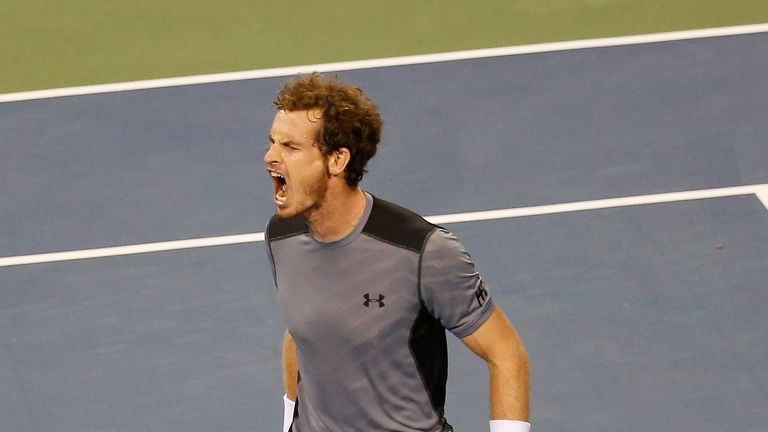 Andy Murray of Great Britain reacts at the Citi Open
