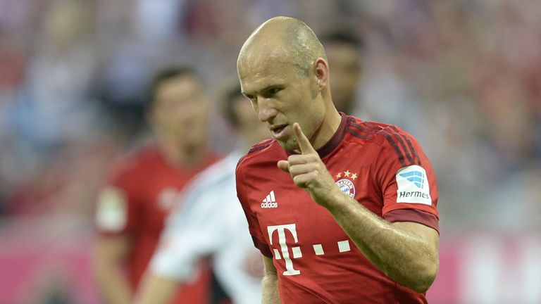Arjen Robben celebrates his goal for Bayern