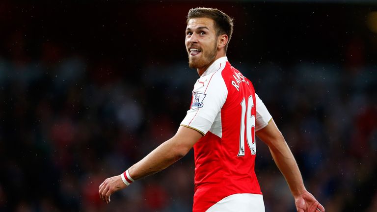 Arsenal's Aaron Ramsey looks on during the Barclays Premier League match against Liverpool