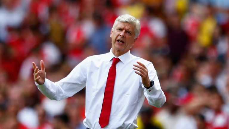 Arsene Wenger, Manager of Arsenal reacts on the touchline during the Barclays Premier League match between Arsenal and West Ham