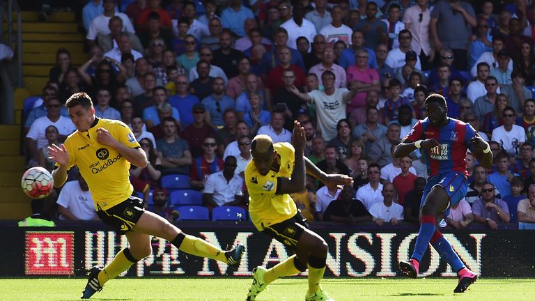 Bakary Sako scores Crystal Palace's winning goal against Aston Villa