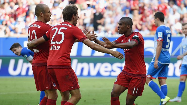Thomas Muller celebrates after scoring for Bayern Munich