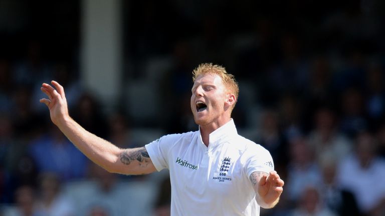 England's Ben Stokes celebrates taking the wicket of Australia's Mitchell Starc during day two of the Fifth Investec Ashes Test at The Kia Oval, London