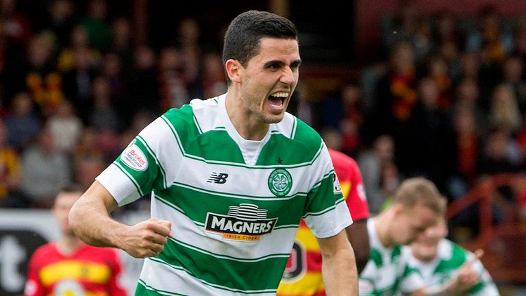 Celtic's Tom Rogic celebrates after scoring 