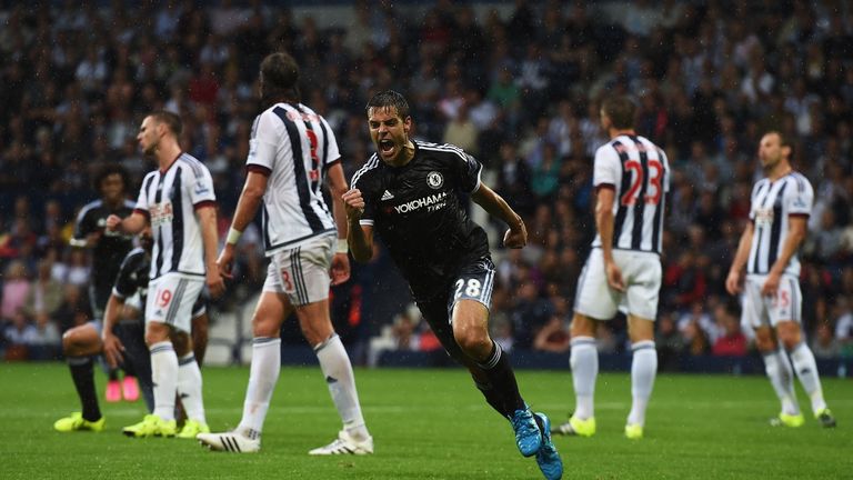 Cesar Azpilicueta celebrates scoring his team's third goal