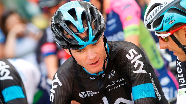 Chris Froome on the start line for Stage 10  of the 2015 Vuelta a Espana
