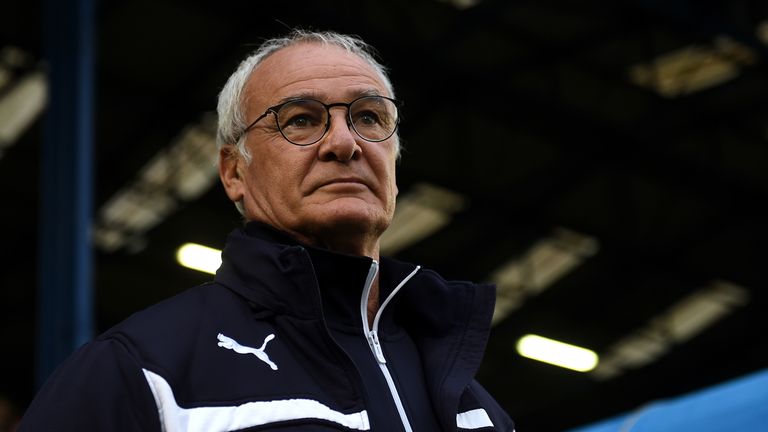 Claudio Ranieri looks on during the Capital One Cup second round match between Bury and Leicester City