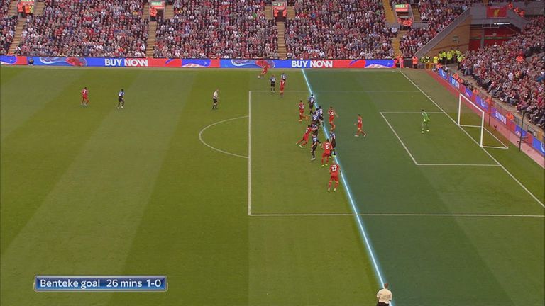 Coutinho is offside when Henderson hits his cross