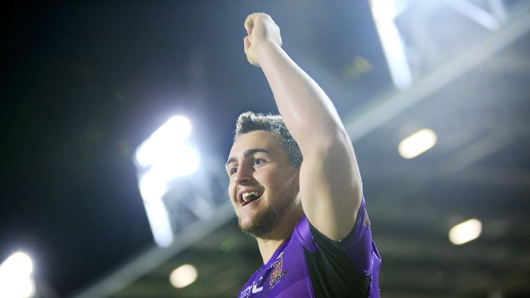 Curtis Naughton celebrates his match-winning try