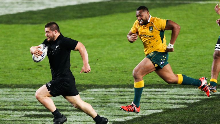 New Zealand's Dane Coles breaks away for a try