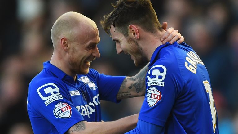 Jonathan Grounds (right) of Birmingham celebrates his goal with David Cotterill 