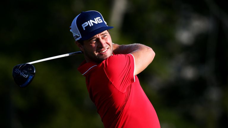 David Lingmerth of Sweden watches his tee shot on the first hole during the second round of the 2015 PGA Championship at Whistling Straits