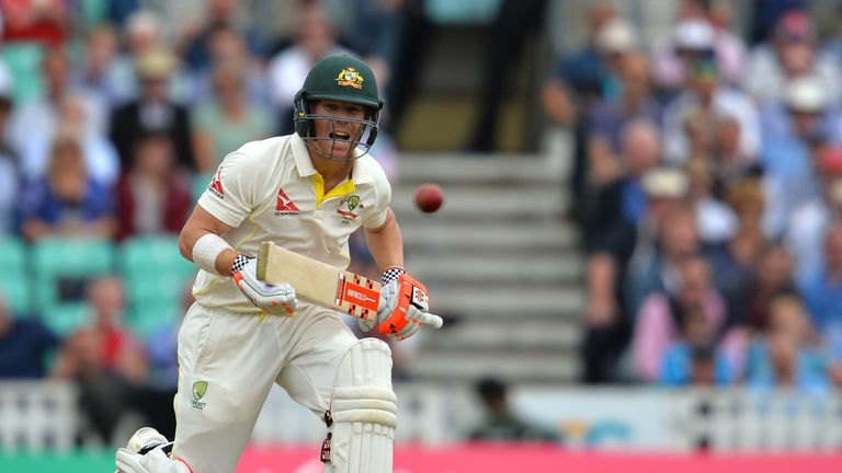 David Warner calls for a run on the first day of the fifth Ashes Test at The Oval