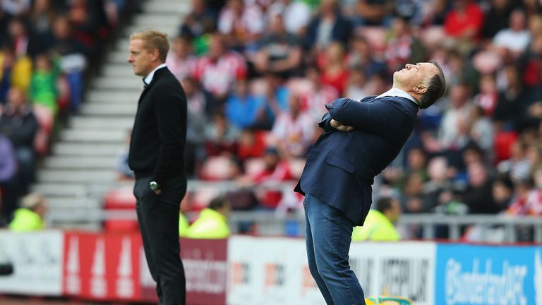Dick Advocaat manager of Sunderland reacts during the game against Swansea City 