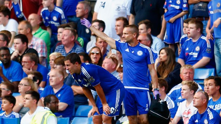 Eden Hazard of Chelsea stands at the sideline