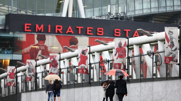 Its a wet August night at the Emirates Stadium ahead of Arsenal's Premier League fixture against Liverpool