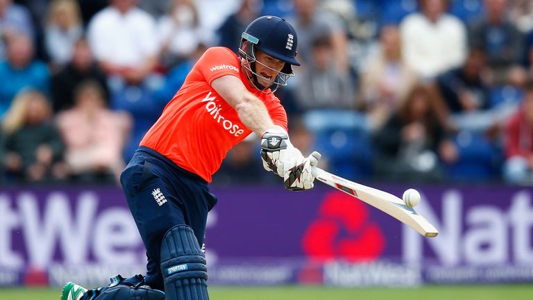 Eoin Morgan in action during the NatWest T20 International match between England and Australia