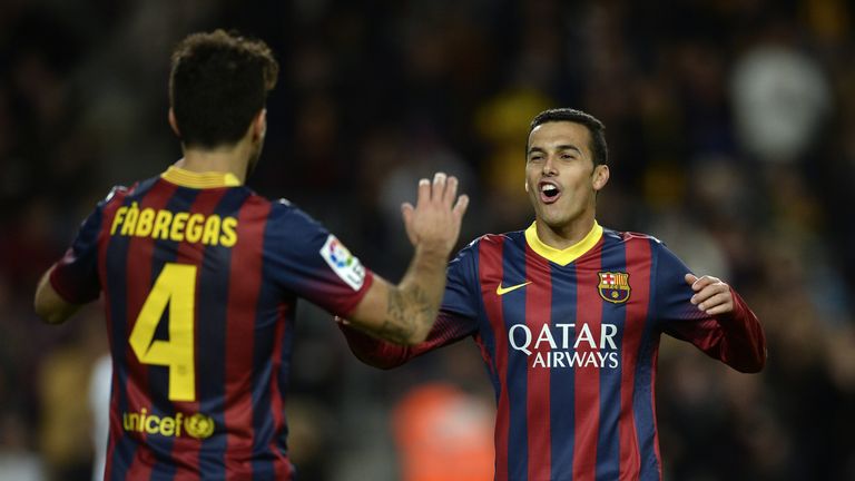 Cesc Fabregas and Pedro have been reunited after playing together for Barcelona between 2011 and 2014