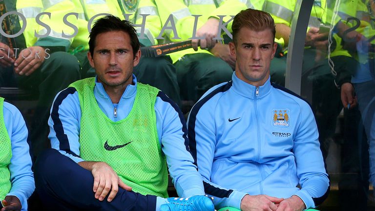 Frank Lampard on the bench for Manchester City in September 2014