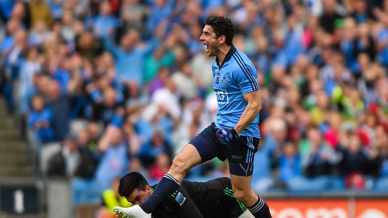 Dublin's Bernard Brogan celebrates scoring his side's first goal of the game. 