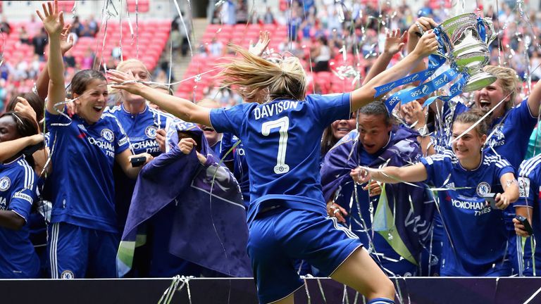 Gemma Davison celebrates Women's FA Cup success