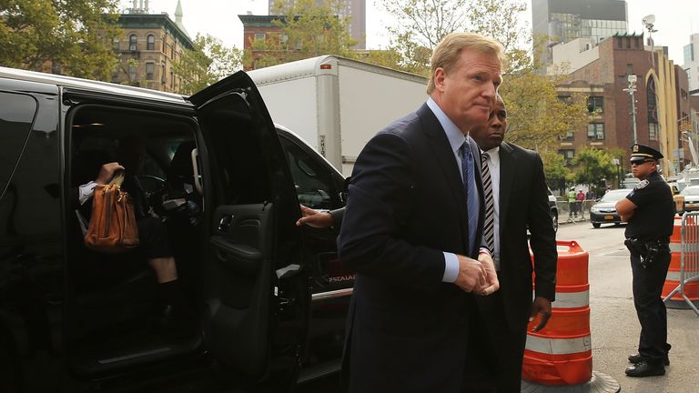 NFL Commissioner Roger Goodell arrives at federal court in Manhattan.