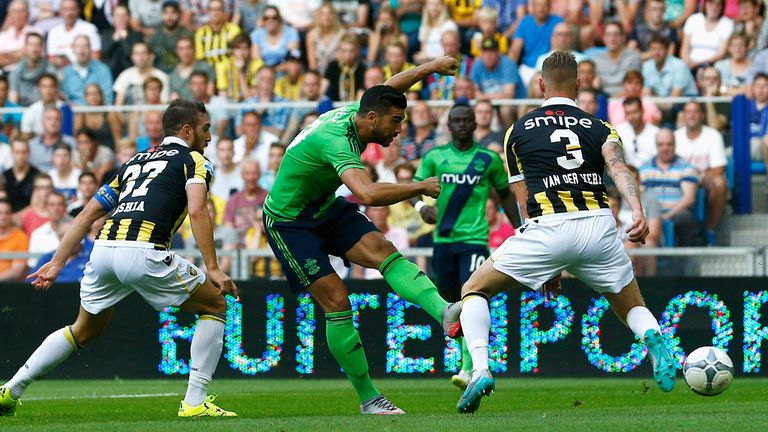 Graziano Pelle of Southampton shoots and scores his teams first goal of the game
