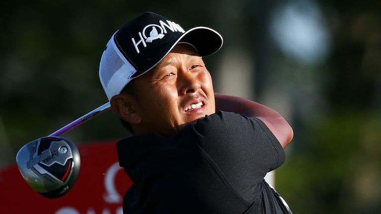 Hiroshi Iwata of Japan watches his tee shot on the first hole during the second round of the 2015 PGA Championship at Whistling Straits