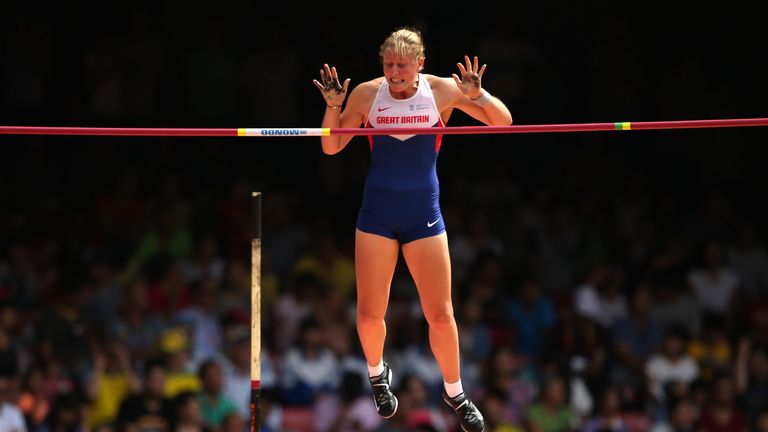 Holly Bradshaw in flying form during pole vault qualification