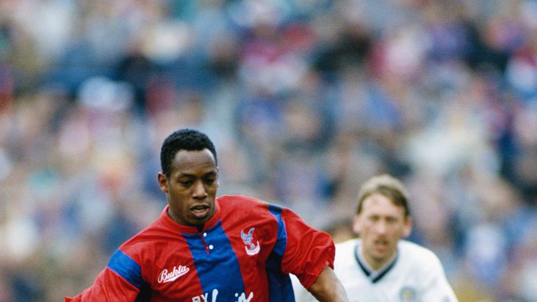 Wright in action for Crystal Palace at Selhurst Park in 1991