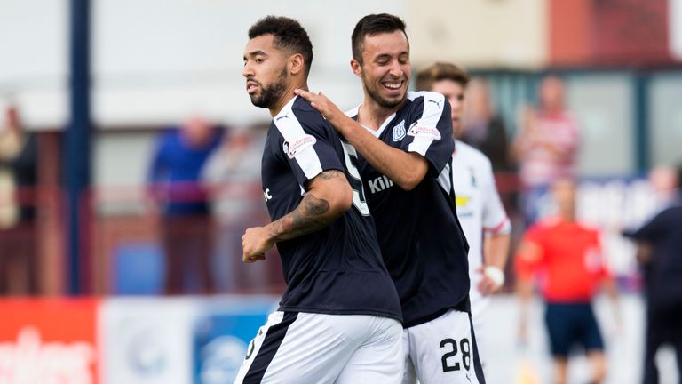 Dundee's Kane Hemmings (left) snatched a point for them against Inverness