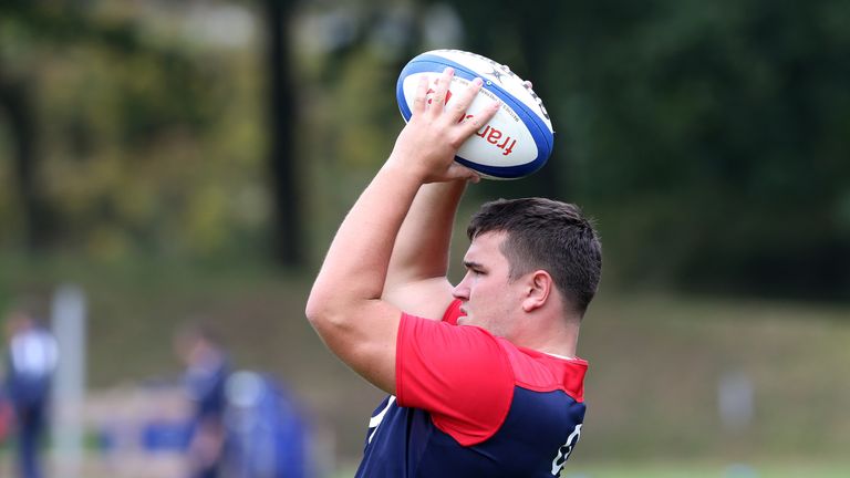 BAGSHOT, ENGLAND - AUGUST 20:  Jamie George throws the ball during the England training session held at 