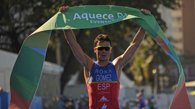 Javier Gomez triumphed in the men's race