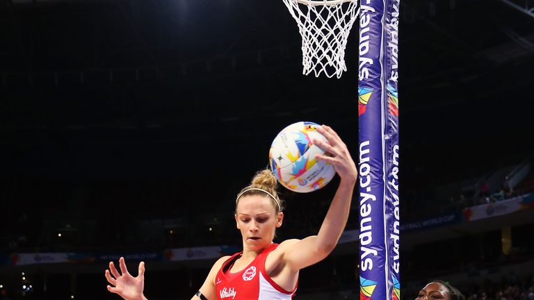 Jo Harten of England catches the ball 