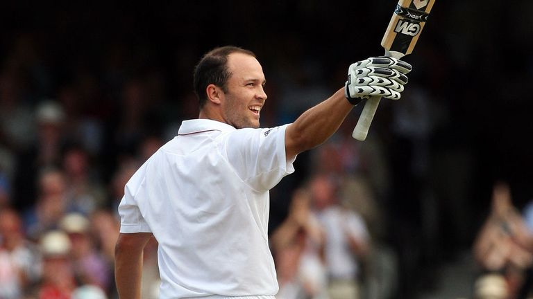 Jonathan Trott acknowledges the applause after reaching his century