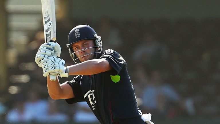 Jonathan Trott flicks to leg on his way to an unbeaten century